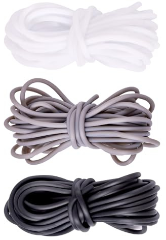 Bestewelry 15 m hohle Gummi-Röhre für Stricken, Basteln, Schmuckherstellung - Schwarz und Weiß - 3 mm