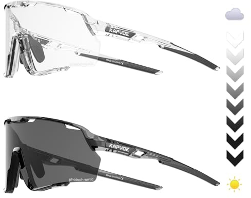 KAPVOE Photochromic Cycling Glasses Men Women Clear Mountain Bike Sunglasses MTB Bicycle Riding Sports Triathlon Running 74