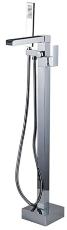 XJTNLB Rubinetto Vasca Freestanding Cromo Rubinetto a Cascata per Vasca Miscelatore Doccia con Deviatore e Doccetta
