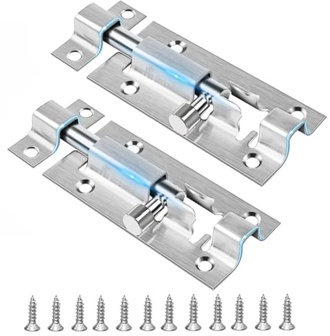 2pcs Door Lock Bolts 3(75mm), 304 Stainless Steel Door Latch Slide Bolts Lock with Screws for Bathroom, Bedroom, Garden, Toilet, Shower, Shed