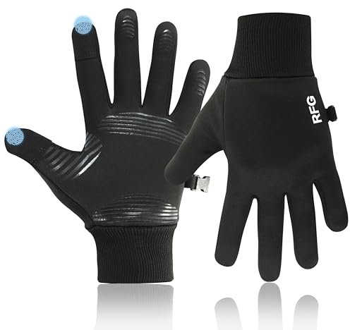 Repton Fitness Gears RFG Warme Winterhandschuhe, winddicht, wasserabweisend, thermisch, rutschfest, Touchscreen-Handschuhe, MTB-Handschuhe, schwarz, für Herren und Damen, Laufen, Radfahren, Fahren,