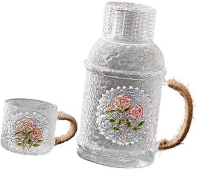 Baoblaze Brocca in Vetro per Frigorifero, Contenitore per succhi, Bottiglia per Acqua Fredda Multiuso da 2 Litri, brocca per tè Freddo per Bevande al Latte, Rosa