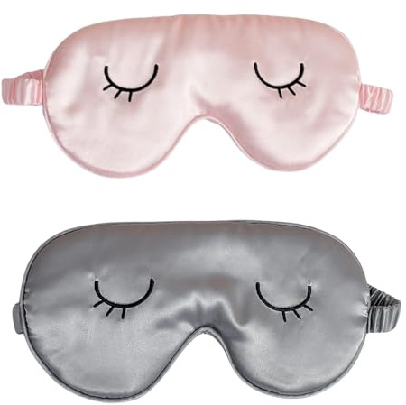 2 Stück Schlafmaske Seide Augenmaske für Frauen,Herren und Kinder,Weiche Schlafbrille Damen mit Lichtblockierender Wirkung,Schlafmaske Lustig,Bequeme Augenklappe Schlafen für Reise und Nachtruhe