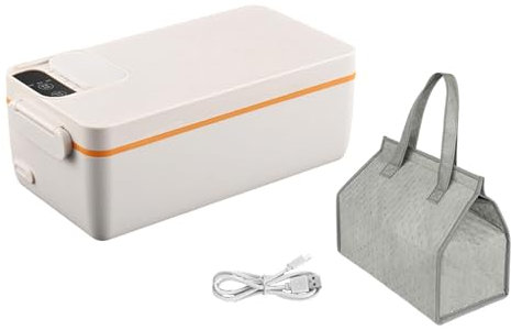 F Fityle Calentador de Almuerzo eléctrico para Adultos, lonchera térmica, lonchera térmica portátil de 40 W, lonchera autocalentable para camión, hogar, Blanco