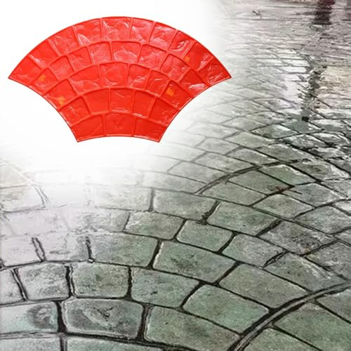 Moldes Hormigon Impreso Molde de Sello para Piso de Concreto Sin Juntas, Estera de Poliuretano con Textura de Cemento para Exteriores, Sello de Concreto con Impresión de Pizarra en Forma de Abanico