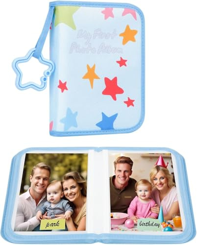 Baby's My First Photo Album for Baby Holds 21 6x4 Photos, Baby Photo book Soft Cloth Family Book, My First Family Album for 6x4 Babys Shower Kids Toddlers Family Pictures, Toddler Photo Album (Blue)