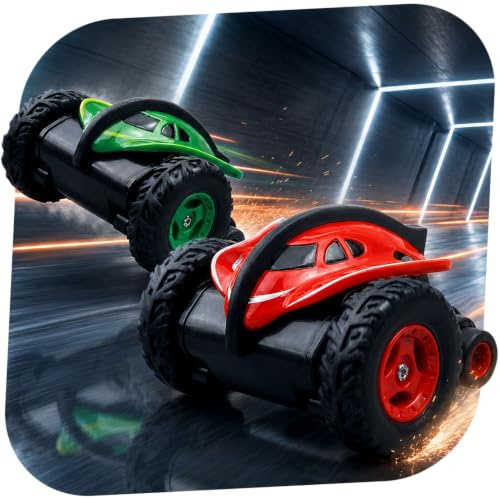 2er Set RC ferngesteuertes Off-Road High-Speed Mini Stunt-Auto, Crawler Fahrzeug, 360° Spins, Sprünge, Demo-Modus, LED-Lichteffekte, Ideal für Stunts, Rennen, Multiplayer-Spaß, Personen ab 14 Jahren