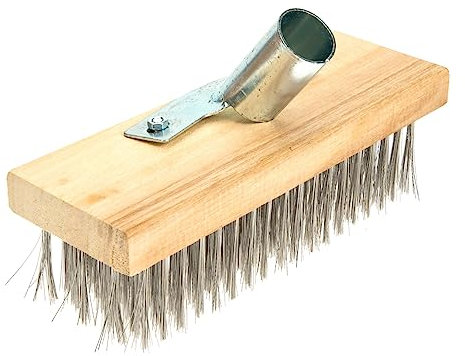Happyyami Stainless Steel Floor Scrub Brush Head with Stiff Bristles for Removing Dirt and Limescale, Sturdy Hard Brush for Indoor Floors and Reservoirs, Deck Scrubber for Patio and Lawn