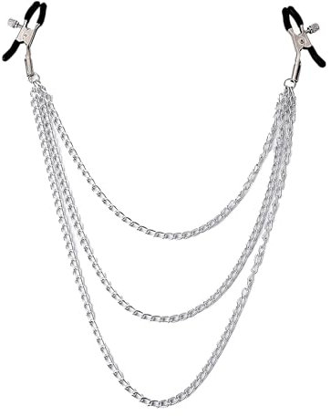 Adjustable Nipple Clamps with Chain Necklace - 1Pcs Nipple Toys Nipple Clasp for Women and Men,Adjustable Pressure Breast Clamps Couple Flirting BDSM Toys Nipple Jewelry Non Piercing Nipple Clips