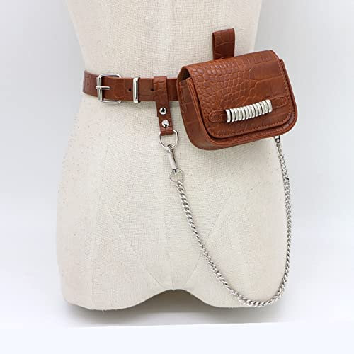 LVUNZJCA Modische Gürteltasche Gürteltasche for Damen, abnehmbare Gürteltasche mit Kette, Vintage-Gürtel Gürteltasche für Damen(D)