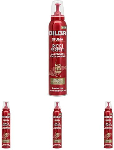 Bilba, Spuma con Germe Di Grano - Schiuma Capelli Ricci Perfetti con Ceramidi e Gocce d'Argan - Formula Professionale a Tenuta Extra Forte - Ravviva i Ricci con Azione Anticrespo per 24 h - 200 ml