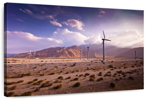 ElephantStock - Palm Springs Windmills Wall Art - Horizontal Canvas Wall Art - Living Room Wall Decor - Photography Architecture Canvas Art - Gray And Beige Decor - 12 x 8