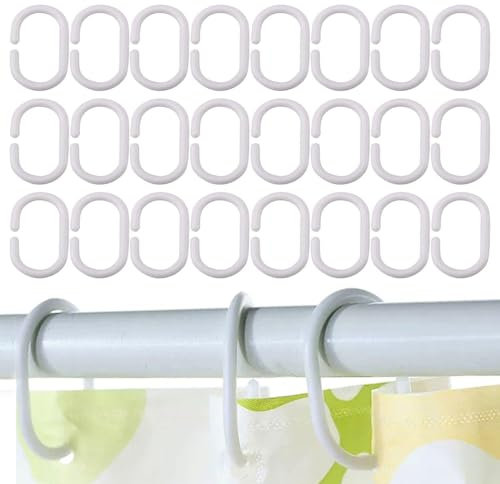 UDNFHL 24 Piezas De Anillos Coles En Forma De C, Suministros De Instalación De Cortinas, Ganchos De Cortina De Plástico, Anillos Coles De Cortina De Ducha Y Accesorios para El Hogar.