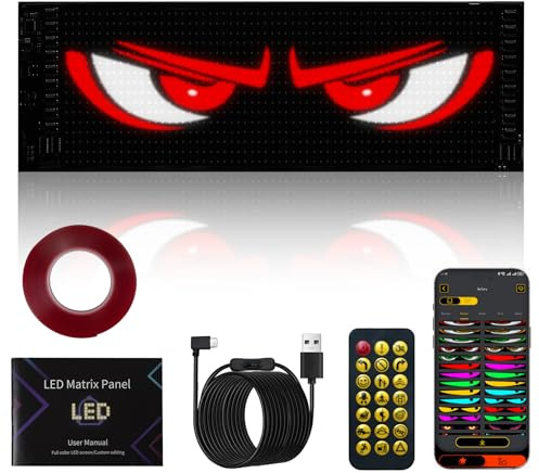 Looklight LED para ojos letrero led para coche, programable, señal de neón, personalizada, iluminación interior, Bluetooth USB, para camión, texto, graffiti, aplicación inteligente (37,4 x 9,2 cm)