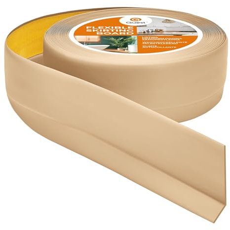 Quest Weichsockelleiste PVC 50x20 mm selbstklebend - Sand, 10 m | Flexible Knickleiste & Abschlussleiste, für Küche, Bad & Wohnraum, Montage ohne Bohren, schmutzabweisend
