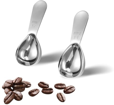 2 Cuillères a Café en Acier Inoxydable, Doseur Précis pour Espresso, Café Filtre et Cuisine – Pratique et Facile a Nettoyer (30ml+15ml)