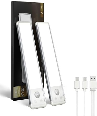 EZVALO Unterbauleuchte Küche LED 20CM, Schranklicht mit Bewegungsmelder 3 Farbmodi Dimmbar, LED Schrankbeleuchtung Kabellos für Schrank, Vitrine, Treppen(2 Stück)