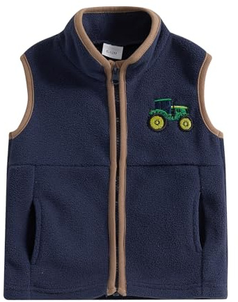 Geagodelia Kids Baby Boy Zip Up Soft Fleece Gilet | Stand-Up Collar, Home Body Warmer, Winter Sleeveless Jacket, Baby Boy Winter Clothes