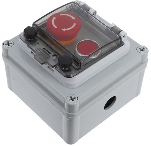 KICHOUSE Scatola Pulsanti Interruttore a Pulsante per Esterni con Manopola Ergonomica, Scatola Controllo Avvio Arresto Emergenza, Interruttore Luce Resistente alle Intemperie in Plastica