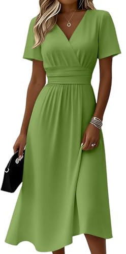 Vestido Mujer Verano 2026 - Vestido Corto Vuelo V Cuello Ladies, Elegante y Cómodo para Playa, Fiesta o Diario - Ropa Mujer Verano en Colores Sólidos