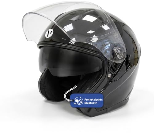 Casco Moto Jet Negro Talla XL – Intercomunicador y Doble Visera