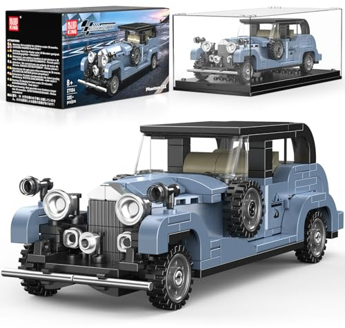 Mould King 27104 Vintage-Auto-Bausätze, 320+ Teile klassisches Rennwagenmodell mit Vitrine, Retro-Sammlerfahrzeug für Jugendliche und Erwachsene Modellbauer