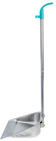 HOOTNEE Recogedor de Basura de Acero Inoxidable sin Escalones, Pala de Basura Mango Largo Antióxido para Limpieza del Hogar, Utensilio Multiusos para Cocina y Oficina, Color Aleatorio