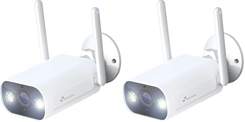 NIVIAN- Cámara Bullet WiFi 2,4Ghz-Resolución 2K-Apta para Exterior IP66-Función detección Humanos-Visión Nocturna 10m- Compatible con Alexa y Google Home–Control Remoto con App Tuya-Color Blanco