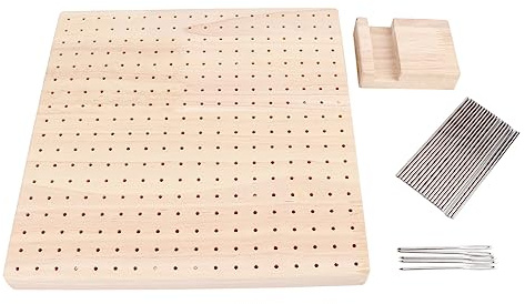 Generico Guida per Uncinetto in Legno di caucciù, con Motivo A Piastrelle Granny Square, Dotata di 20 Supporti in Acciaio, Dimensioni 9,2 X 9,2 X 0,75 Pollici, Adatta A Diversi Progetti di Maglia