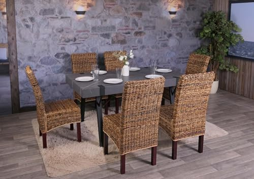 Mendler 6er-Set Esszimmerstuhl Korbstuhl M69 Stuhl Bali Bananengeflecht - hell, ohne Kissen | Esszimmerstuhl, Stuhl, Bali ,Bananengeflecht