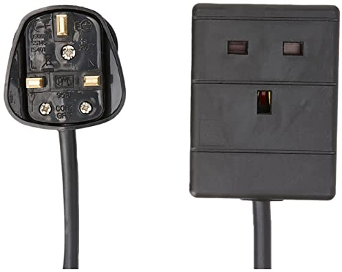 PRO ELEC 1 Gang Extension Lead 5m 13A UK Power Extension Black | Single socket extension lead with 5m cable, 13A rating and UK Type G plug for extended power access.