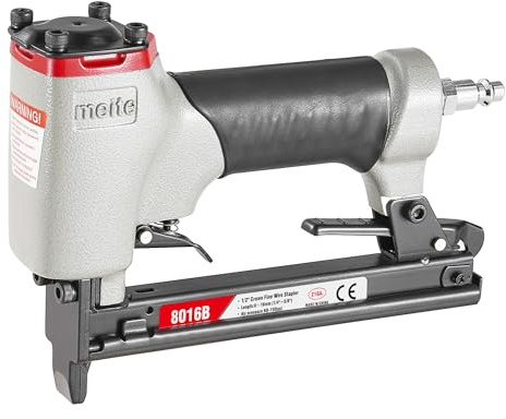 meite Pneumatic Upholstery Stapler Tool for 21 Gauge 1/2-Inch Crown Staples, Heavy-Duty Stapler for Woodworking, Carpentry, and DIY Projects (Model 8016B)