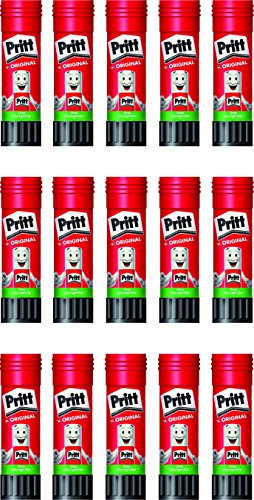 Pritt Klebestift 11 g, transparent, auswaschbar, ablösbar, ohne Lösungsmittel (15 Stück)