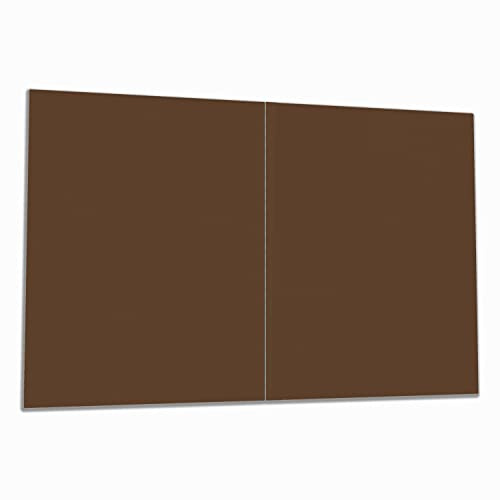 Wallario Herdabdeckplatte/Spritzschutz aus Glas, 2-teilig, 80x52cm, für Ceran- und Induktionsherde, Braun