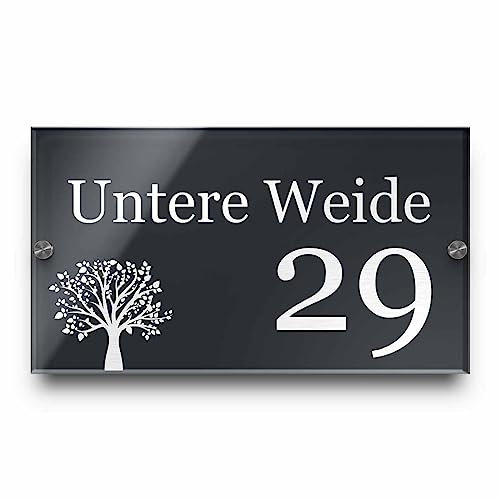 Edles Namensschild 32x18 cm Türschild mit Gravur mit über 80 Motiven Familien-Haus Namensschild Familienschild Türschilder für die Haustür mit Namen