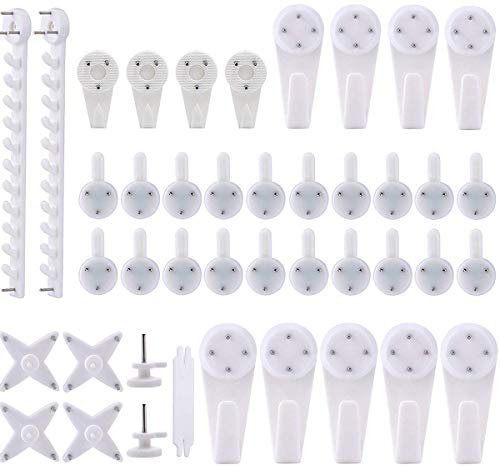 Kissral 42pcs Bilderhaken Ohne Bohren Bildaufhänger Set Bilder Aufhängen Ohne Nagel Wand Wandhaken Weiß Modern für Kleidung Tasche Küche Innendekoration