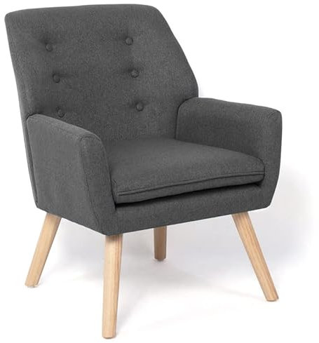 IDMarket – Sillón escandinavo NAT de tela gris antracita
