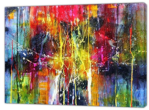 YourHomeArt Jackson Pollock Style Colourful Abstract Oil Paint Picture Paint Picture Reproduction Print On Framed Canvas Wall Art Home Decoration 40’’ x 30’’ inch(102x 76 cm)-38mm Depth