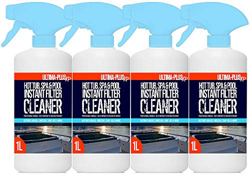 ULTIMA-PLUS XP Hot Tub, Spa & Pool Instant Filter Cleaner - Removes Grease, Limescale, Soap, Oils & More - Suitable for all Hot Tubs, Pools & Spas (4 Litres)