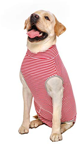 Große Hunde-OP-Rehabilitationsanzüge, weiche Baumwolle, Haustier-T-Shirt, Bauchschutz nach Operationen, medizinische chirurgische Kleidung, Rot Nr. 28