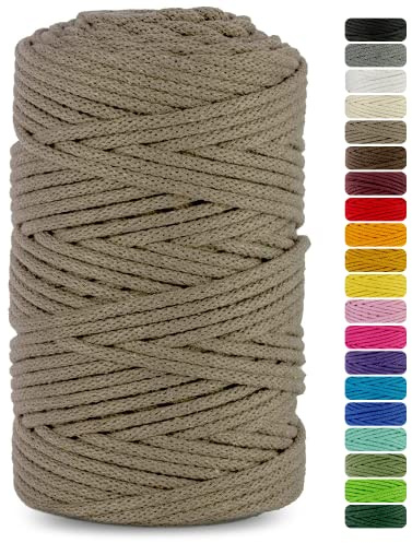 Netuno 1x corda cotone per macramè beige scuro 3 mm 100 m cordino macramè per decorazione lavoretti fai da te filo cotone gomitolo cordoncino colorato ferri uncinetto