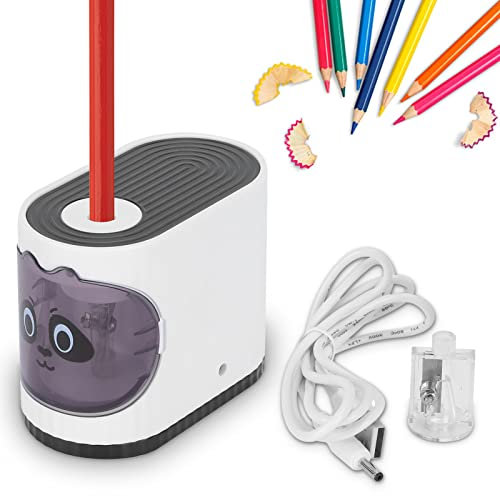 Elektrischer Bleistiftspitzer, tragbarer Spitzer mit USB-Kabel, batteriebetrieben für das Klassenzimmer(Schwarz)