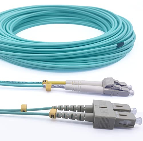 Elfcam® - 20m Cable Fibra Óptica OM3 SC/UPC a LC/UPC Multimodo Dúplex 50/125um LSZH, 20 Metros