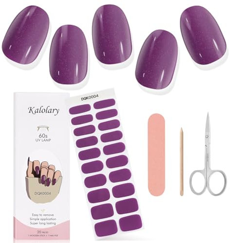 Kalolary Strisce di Decalcomanie, Strisce per Smalto Gel per Unghie Adesivi per Smalto per Unghie Full Wraps con Lima e Stick Forbici (Richiede Lampada UV/LED)-4