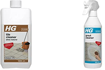HG tile cleaner shine restorer (product 17) 1L & Grout Cleaner, Ready-To-Use Tile Grouting Cleaning Spray, Removes Stubborn Dirt & Stains Between Tiled Walls & Floors (500ml Spray) - 591050106