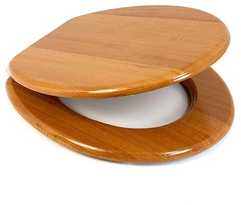 Marco Paul Interiors Abattant de toilette universel en bois MDF de 45,7 cm - Siège de toilette ovale réglable - Charnières traditionnelles