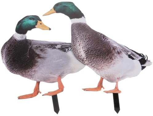 Yardwe 2pcs Sculpture de Jardin Canard en Acrylique Recto Verso, Décoration Réaliste pour Jardin ou Maison, Ornement de Pelouse Original et Solide