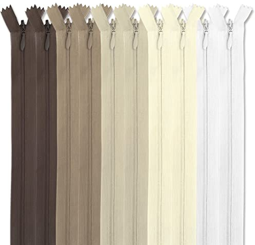 MARARDI [Packung 10] Unsichtbaren Reißverschlüssen [Nude] Nylon [45 cm] Nähen und Basteln zum Kleidung Taschen Stoff für Nähmaschine Patchwork Plastik Baumwolle Zipper mit Metallreißverschluss