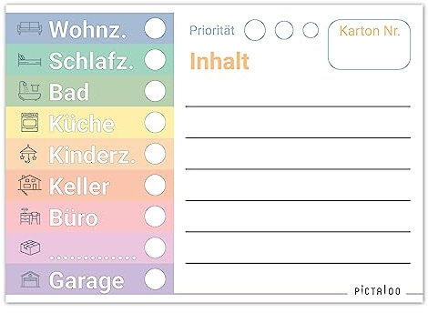 Umzugsetiketten XL im Regenbogen Design – bunte Umzugsaufkleber zum Beschriften von Umzugskartons, besser organisiert beim Umzug durch farbige Aufkleber – mehr Übersicht Karton Etiketten (80)