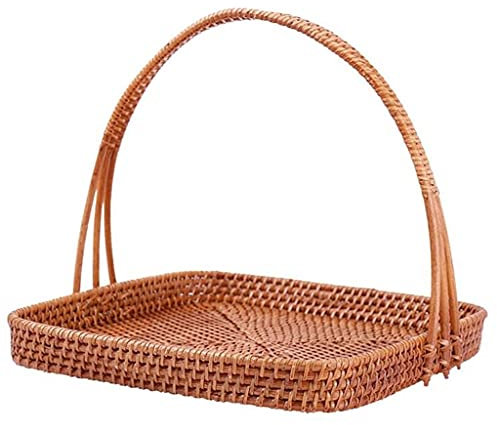 OUSIKA Cesto di frutta Ciotola Creativo Cesto di frutta in rattan Cesto portaoggetti Cesto portaoggetti for snack di frutta intrecciata Cestino da picnic con manico decorativo for tavolo Piatti